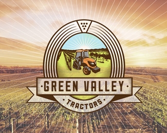 绿色山谷葡萄园logo设计