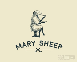 Mary Sheep玛丽羊理发店标志设计