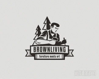 brownliving木匠作坊商标设计