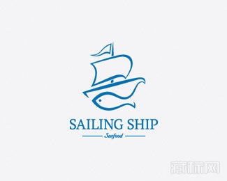 Sailing Ship海鲜商标设计