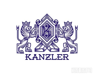 Kanzler戴皇冠狮子logo设计