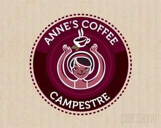 anne's coffee咖啡馆标志设计