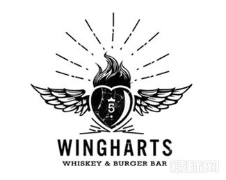 Wingharts酒吧标志设计