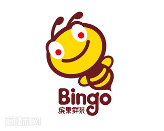 bingo缤果鲜茶快饮连锁卡通标志设计