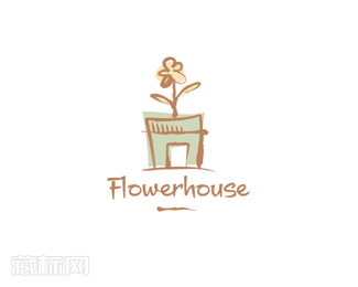 flowerhouse鲜花店logo欣赏