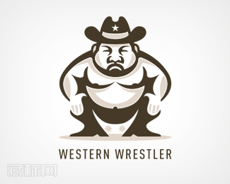 Western Wrestler摔跤手logo素材