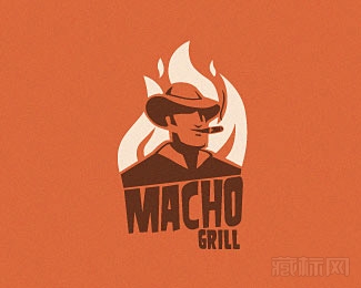 Macho grill男人烧烤标志设计图片