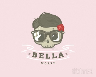 Bella morte骷髅与太阳镜标志设计