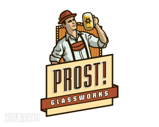 Prost! Glassworks玻璃器皿公司logo设计