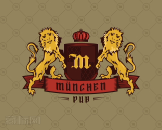 慕尼黑狮子酒吧标志设计