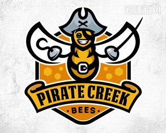 Pirate Creek Bees海盗蜜蜂logo设计