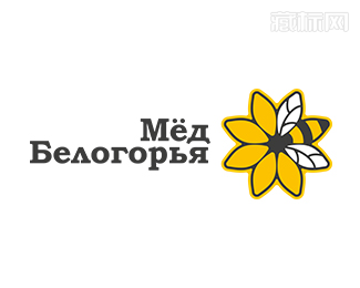 国外蜜蜂与花标识设计