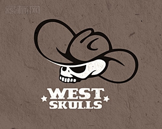 West skulls西部牛仔骷髅标志设计