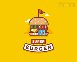 Super Burger超级汉堡logo设计图片