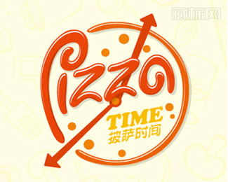 披萨时间餐厅pizza time标志设计