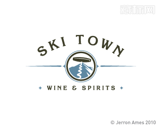Ski Town滑雪小镇logo素材