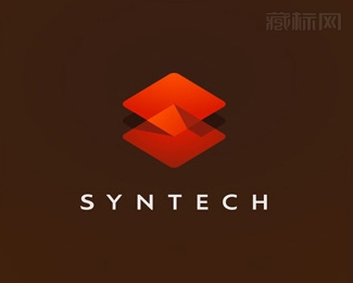Syntech立体叠加logo设计