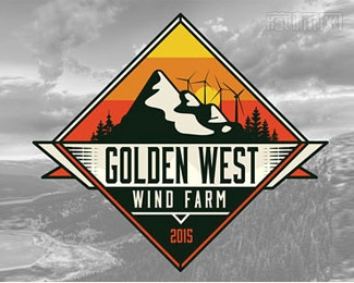 Golden West金色西方logo设计