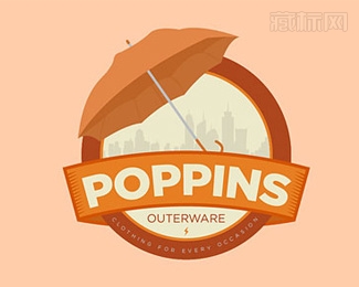 Poppins Outerware伞logo设计