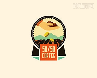 50 Coffee咖啡标志设计