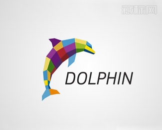 DOLPHIN彩色海豚标志设计