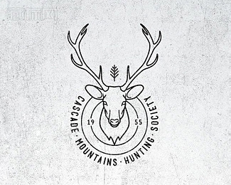 Vintage Fantasy Hunting麋鹿头像logo
