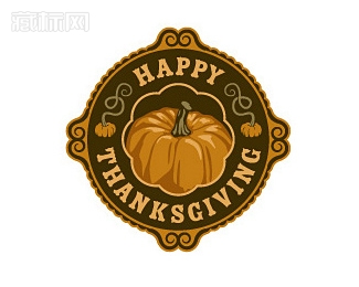 Happy Thanksgiving感恩节南瓜灯标志