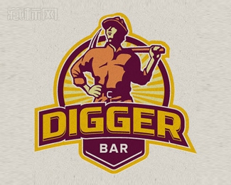 Digger Bar挖掘机酒吧logo设计
