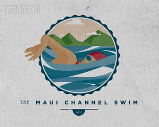 The Maui Channel Swim游泳标志设计