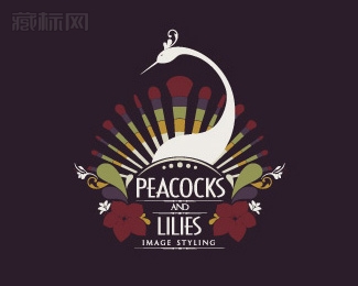 Peacocks and Lilies孔雀和百合花logo设计