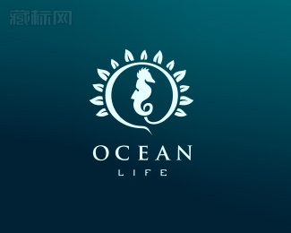 Ocean Life海马logo设计图片