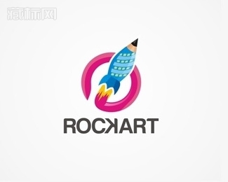 Rockart铅笔火箭logo设计