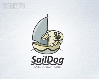 SailDog帆船狗标志设计