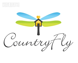 CountryFly房子蜻蜓logo设计