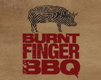 Burnt Finger指纹猪logo设计
