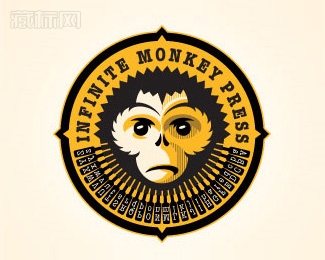 Infinite Monkey Press猴脸logo设计
