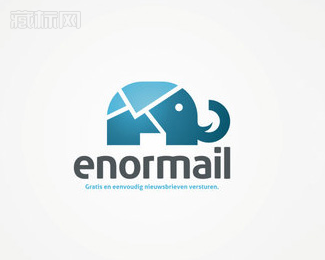 Enormail邮件大象logo设计