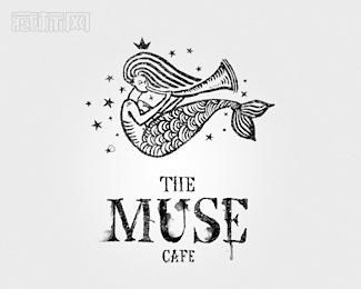 The Muse Cafe美人鱼咖啡logo设计