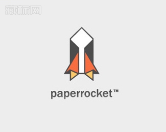 Paper Rocket纸火箭logo设计