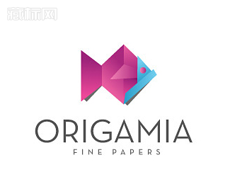 Origamia鱼标志设计