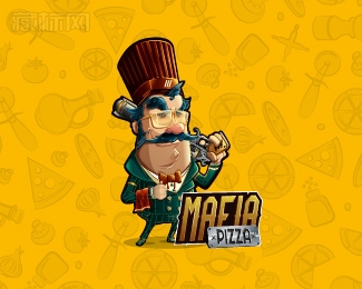 Mafia pizza披萨标志设计