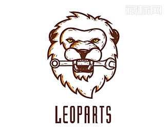 Leoparts叼着扳手的狮子logo设计