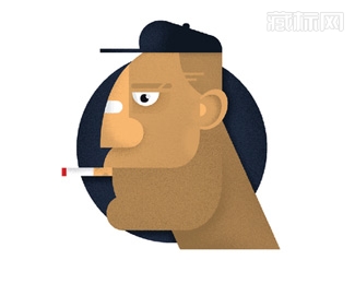 Jason Statham抽烟男人logo设计
