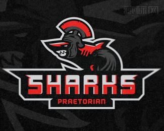 Praetorian Sharks鲨鱼logo设计
