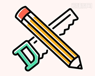 Dario锯子和铅笔logo设计