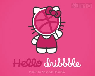 Hello dribbble卡通标志设计