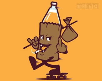 40oz Mascot卡通矿泉水瓶logo设计