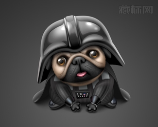 Darth Vader Pet卡通狗logo设计