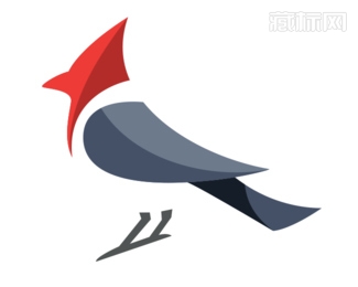 Red Crested Cardinal鸟logo图形