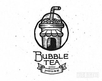 Bubble Tea House双茶屋logo设计
